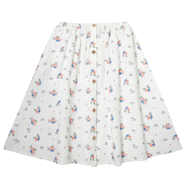 Tocoto Vintage Open Midi Skirt With Flower Print And Off White