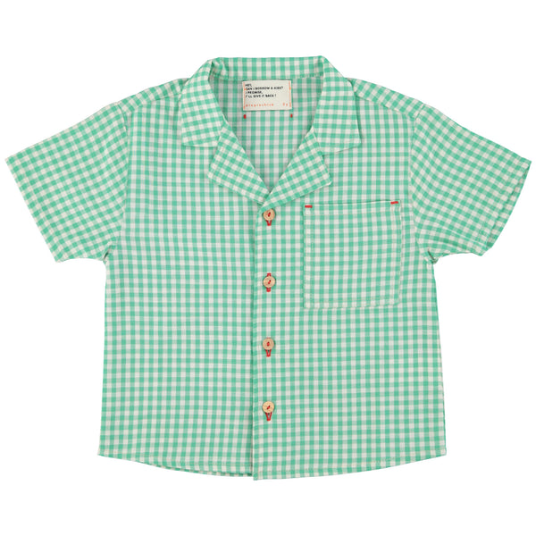 Piupiuchick Hawaiian Shirt Green & Ecru Checkered