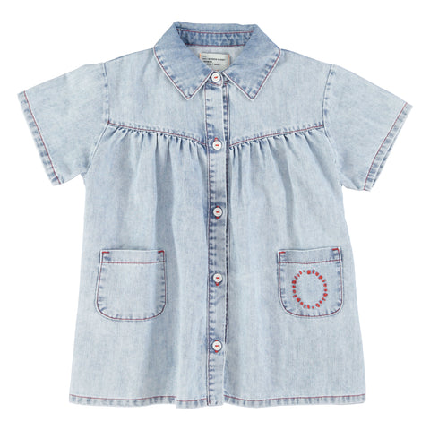 Piupiuchick Short Dress Blue Light Denim