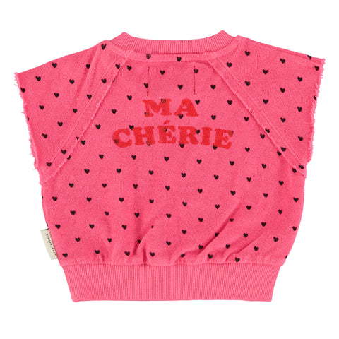 Piupiuchick Sleeveless Sweatshirt Pink W/ Cherry Print