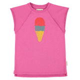 Piupiuchick Knee-Length T-Shirt Dress Fuchsia W/ Ice Cream Print