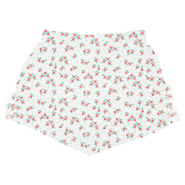 Piupiuchick Shorts Ecru W/ Red Flowers Allover