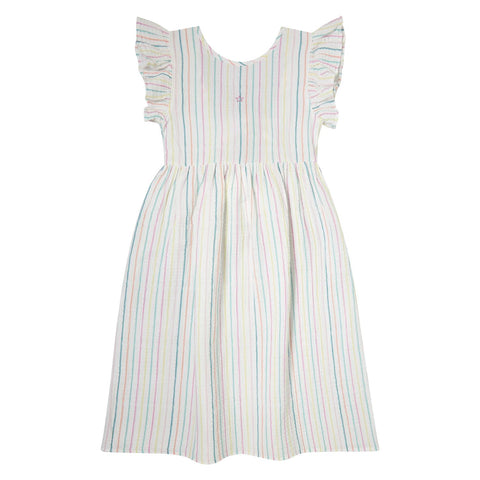Tocoto Vintage Multicolor Striped Midi Dress Off White