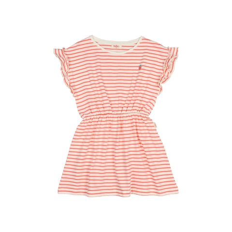 Buho Stripes Dress Coral