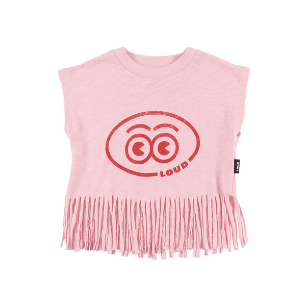 Loud Apparel Cetrella T-Shirt Loose Fit Fringes Orchid Pink