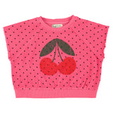 Piupiuchick Sleeveless Sweatshirt Pink W/ Cherry Print