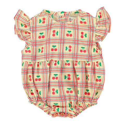 Piupiuchick Sleeveless Baby Romper Lilac W/ Cherries Allover