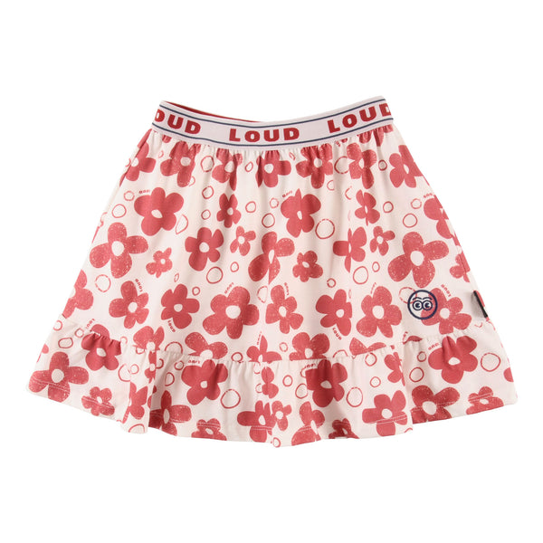 Loud Apparel Notes Mini Skirt Ruffle Flower Aop