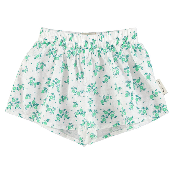 Piupiuchick Shorts Ecru W/ Green Flowers Allover