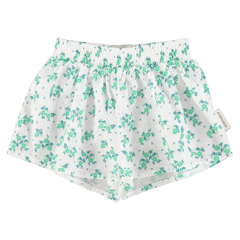 Piupiuchick Shorts Ecru W/ Green Flowers Allover