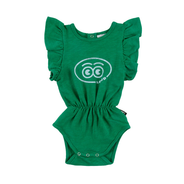 Loud Apparel Tragara Baby Girl Romper Green