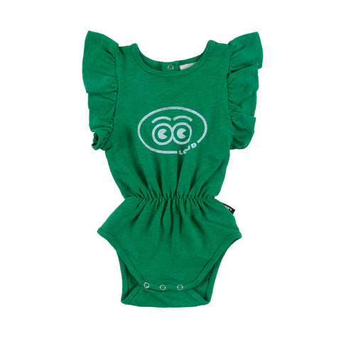 Loud Apparel Tragara Baby Girl Romper Green