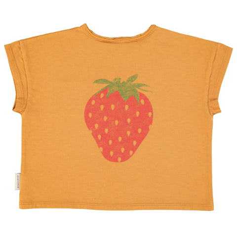 Piupiuchick T'Shirt Camel W/ Strawberry Print
