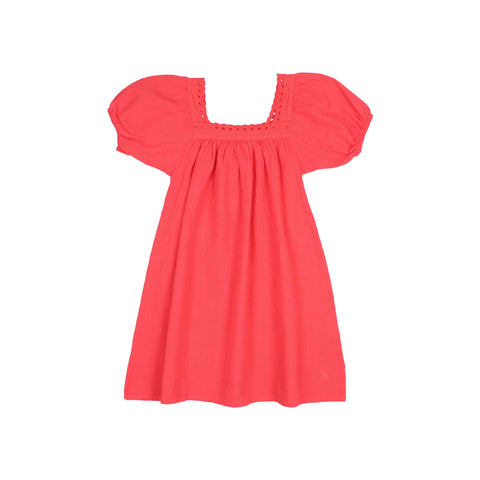 Buho Cotton Lace Dress Coral