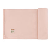 Ely’s & Co Embroidered Collection - Pink Tulip - Muslin Swaddle