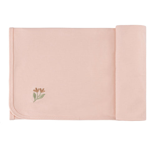 Ely’s & Co Embroidered Collection - Pink Tulip - Muslin Swaddle