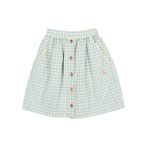 Buho Gingham Midi Skirt Aqua