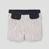 Popelin Black Striped Shorts With Flaps ||30.4