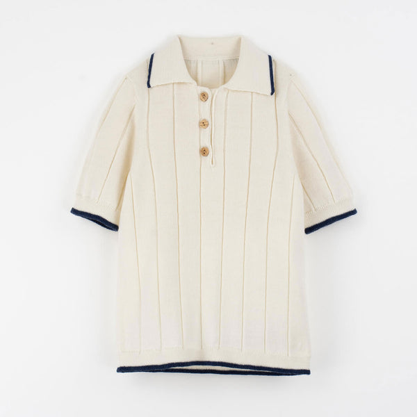 Popelin Blue Ribbed Polo Shirt ||17.5