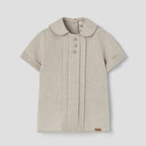 Popelin Sand Linen Shirt With Central Panel ||19.3