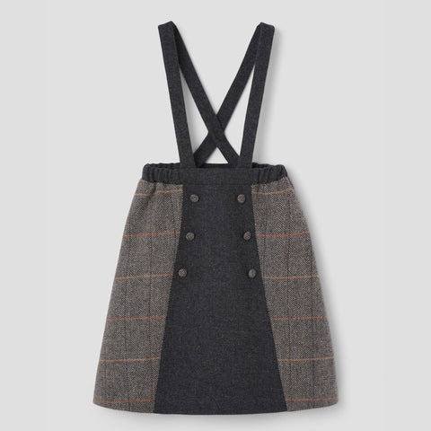 Popelin skirt grey herringbone woollen contrasting || 51.2