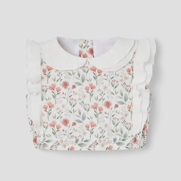 Popelin Poppy Pattern Short Top With Double Baby Collar ||13.3