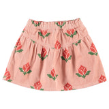 Piupiuchick Knee-Lenght Skirt | Pink W/ Big Flowers