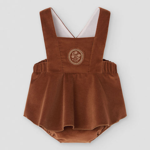 Popelin romper terracotta velvet with straps || 4.5