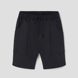 Popelin Black Linen Jogger Bermuda Shorts ||33.6
