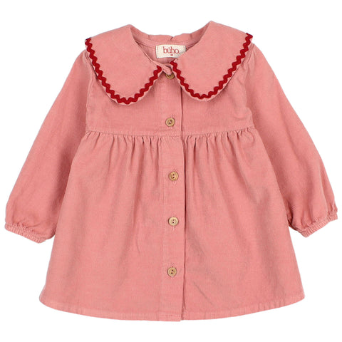Buho BB Soft Velour Dress Peony