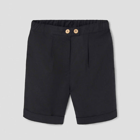 Popelin Black Linen Bermuda Shorts ||32.5