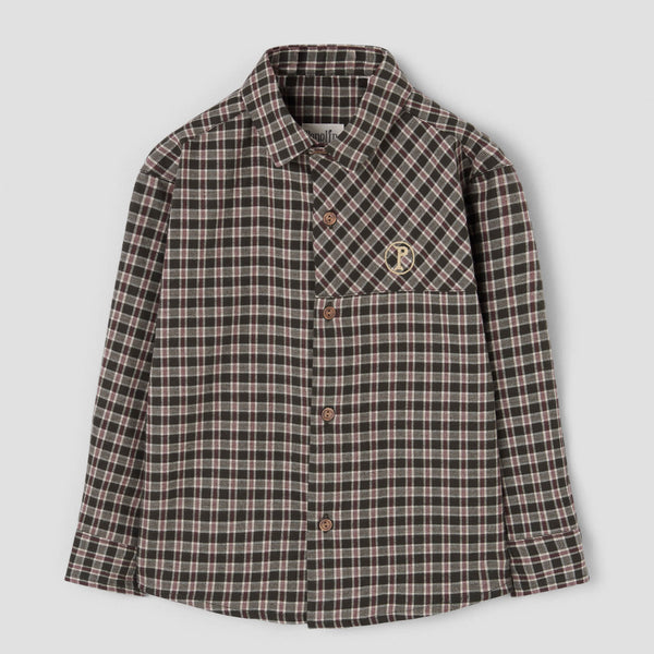 Popelin shirt green plaid with collar || 24.3