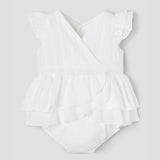 Popelin White Romper Suit With Crossover Front ||5.1