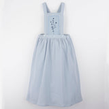 Popelin Blue Midi Skirt With Embroidered Bid ||23.7