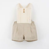 Popelin Sand Oxford Dungarees With Pleat ||10.3