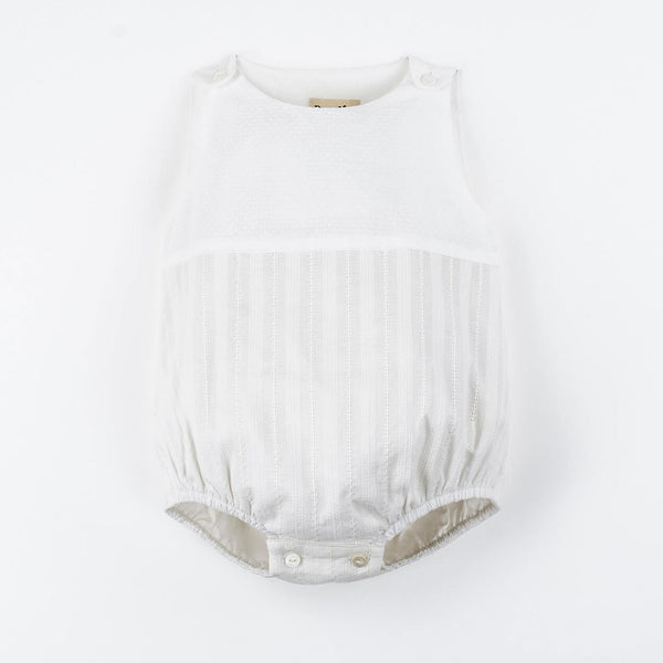 Popelin White Contrasting Baby Romper Suit ||50.1