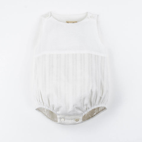 Popelin White Contrasting Baby Romper Suit ||50.1