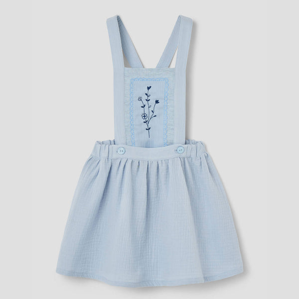 Popelin Blue Short Skirt With Embroidered Bid ||23.3