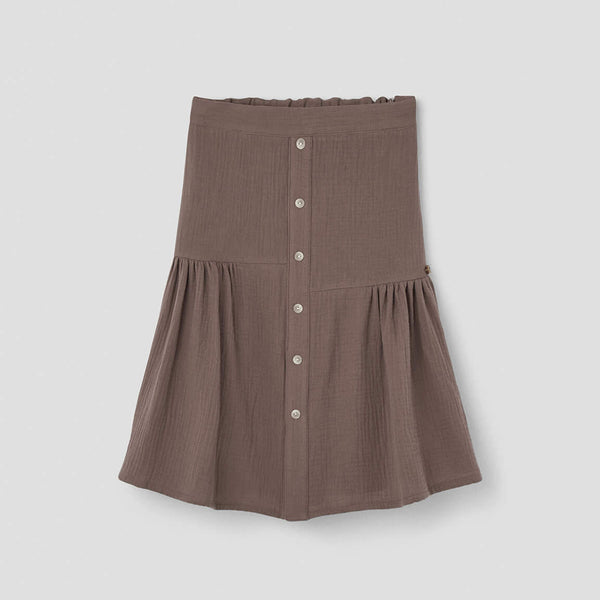 Popelin Brown Midi Skirt ||24.4