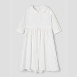 Popelin White Dress With Yoke And Baby Collar ||44.1