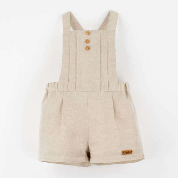 Popelin Sand Linen Dungarees With Pleat ||10.1