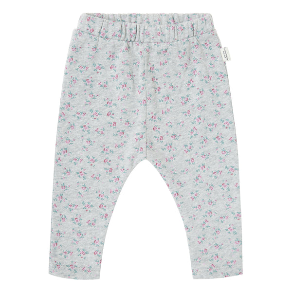 Tocoto Vintage Plush Leggins Flowers Print Vigorous Grey