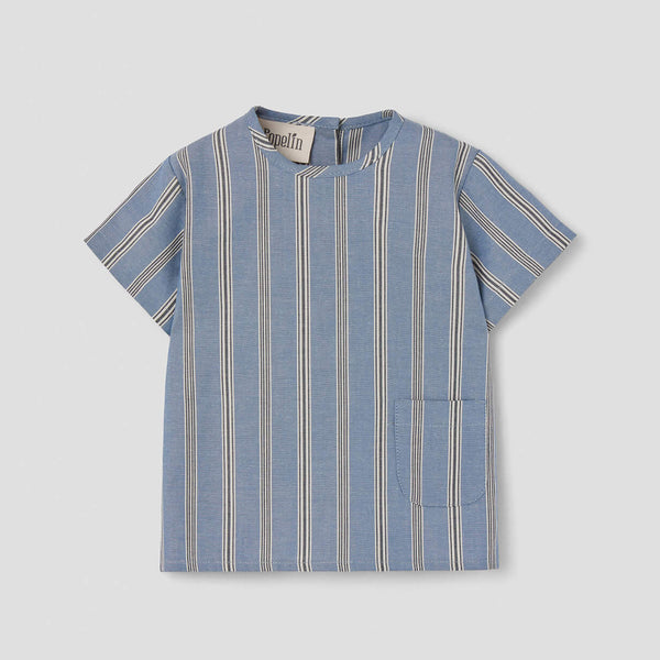 Popelin Blue Striped Shirt With Pocket ||54.6
