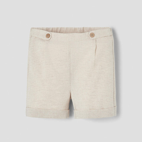 Popelin Sand Waffle Fabric Bermuda Shorts With Turn-Ups ||31.1