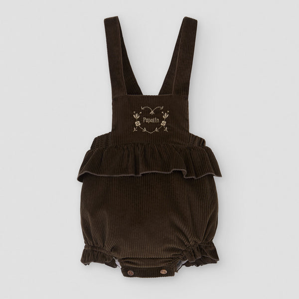 Popelin romper brown corduroy with frill || 5.3