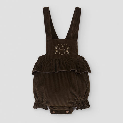 Popelin romper brown corduroy with frill || 5.3