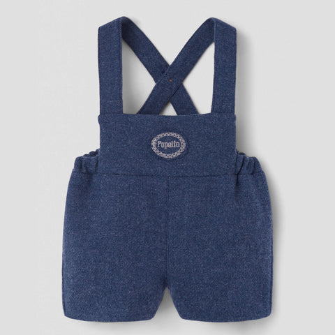 Popelin short romper blue woollen with embroidery appliqué || 8.2