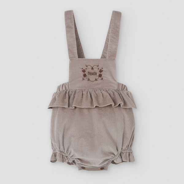 Popelin romper taupe corduroy with frill || 5.1