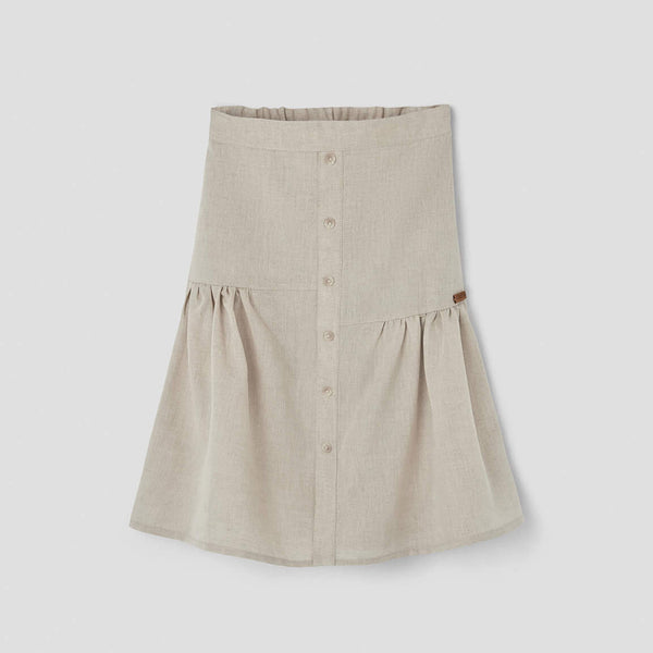 Popelin Sand Linen Midi Skirt ||24.3