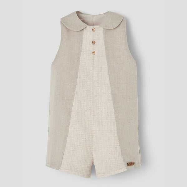Popelin Sand Waffle Fabric Jumpsuit With Baby Collar ||9.1
